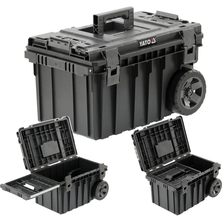 TRIZERATOP Werkzeugkoffer Systemkoffer, Werkzeugkoffer 60x40x34cm auf Rädern, IP66 Dichtheit, 44 l Fassungsvermögen, schwarz