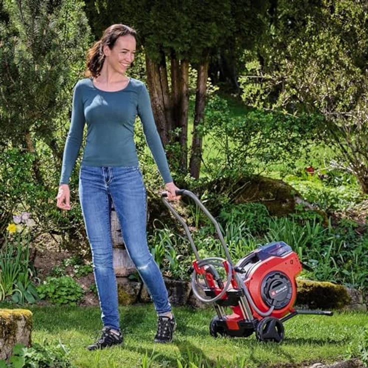 Einhell Schlauch- und Transportwagen für Akku-Schlauchtrommel, mobile Nutzung mit großen Rädern, robust und benutzerfreundlich – Bild 2