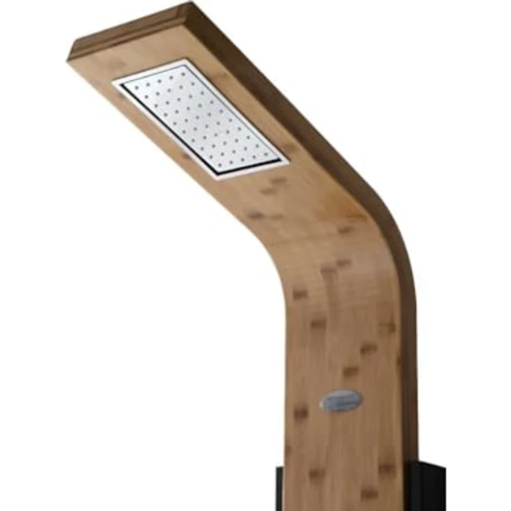 Vente-unique DALIMA Duschsäule Bambus mit Tropenregen-Brause und Hydromassage, Holzfarbe natur – Bild 4