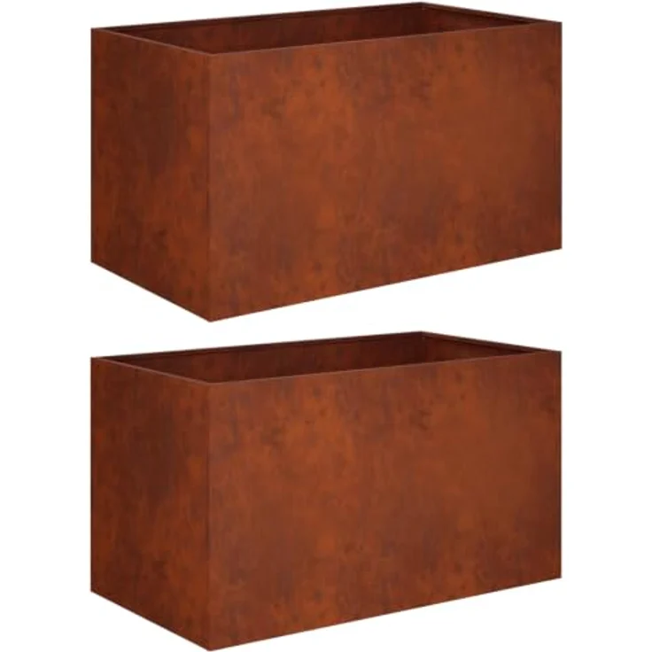 vidaXL Hochbeet, Garten-Pflanzgefäß 2er Set, wetterfester Stahl in Rostoptik, 80 x 50 x 50 cm – Bild 1
