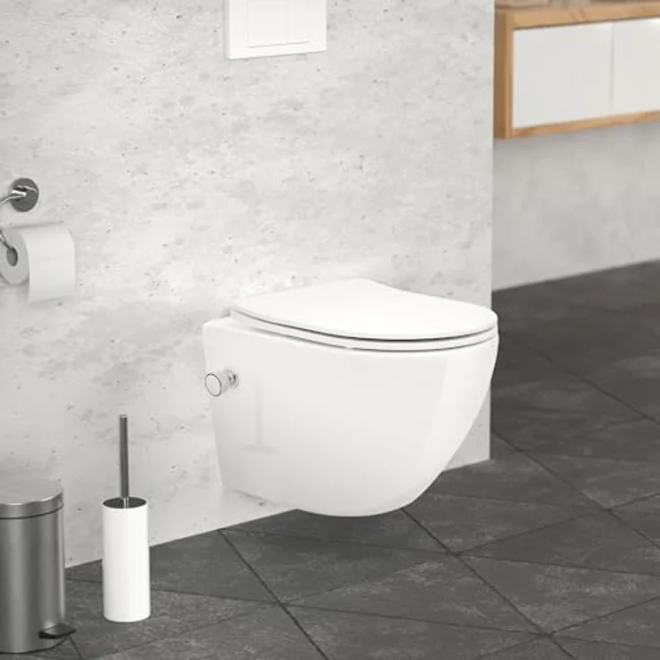 LuxeBath Wand-WC (Weiß) mit Bidet-Funktion, Softclose-Mechanismus und kraftvoller Tornadospülung, spülrandloses Design – Bild 1