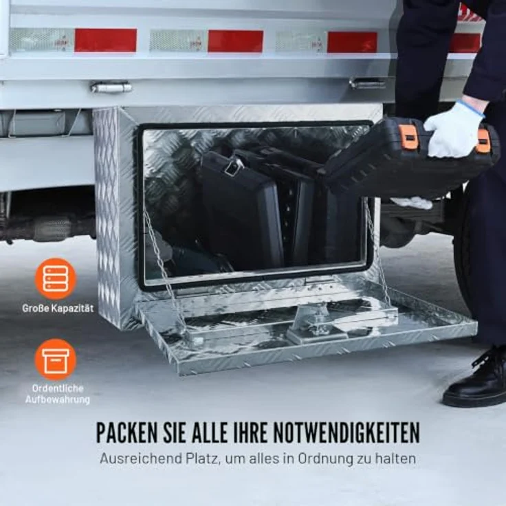 VEVOR Unterboden-Lkw-Box, Aluminium-Werkzeugkasten 610 x 335 x 405 mm, abschließbar mit Schlüsseln, wasserdicht, ideal für Lkw und Anhänger – Bild 3