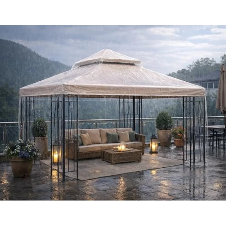 Pavillon Schutzhaube 3x3m für Doppeldach Wasserdicht Transparent – Bild 4