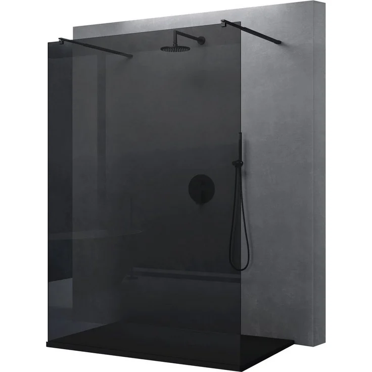 doporro Walk-in-Dusche Duschwand für Dusche schwarz Profil Nano Glas, Einscheibensicherheitsglas, inkl. NANO-Beschichtung – Bild 1