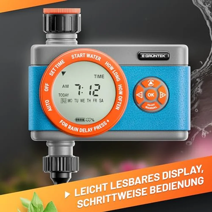GRÜNTEK Digitale Bewässerungssteuerung, Flexibler Bewässerungscomputer mit Digitalanzeige, Timer von 1 bis 360 Minuten, wocheweise programmierbar – Bild 6