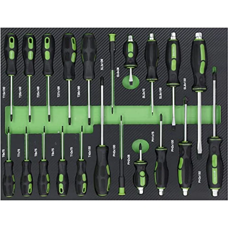 Profi Werkstattwagen Einlagen Set grün Werkzeugeinlagen 520x400mm bestückt 6 Stück – Bild 8