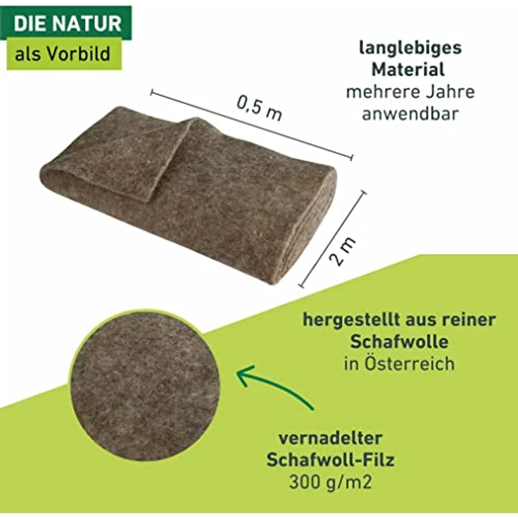 Windhager Schafwoll-Filzmatte, Kälteschutzmatte Filzabdeckung, Frostschutz für Pflanzen 06038 – Bild 2