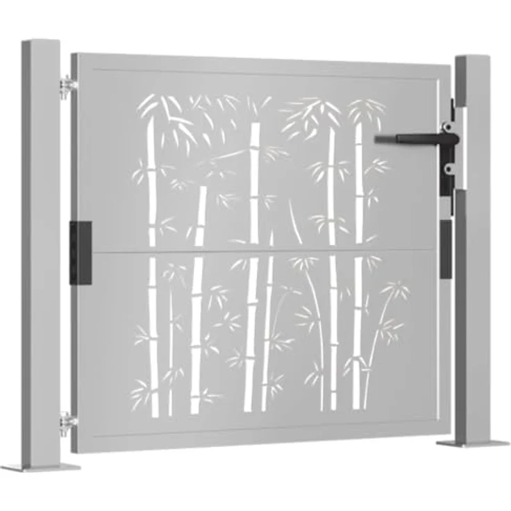 vidaXL Gartentor 105x80 cm Cortenstahl Bambus-Design Abschließbar Schlüssel Z, Rostig – Bild 4