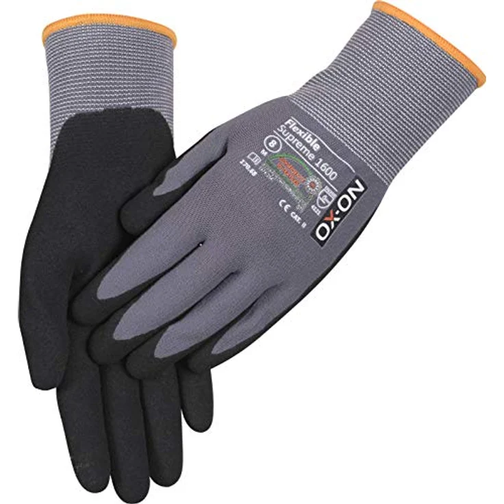 OX-On Flex170.69 Arbeitshandschuh G.9 1702204, Feinstrick mit gerauter Nitrilbeschichtung, Oeko-Tex-zertifiziert, schwarz – Bild 2