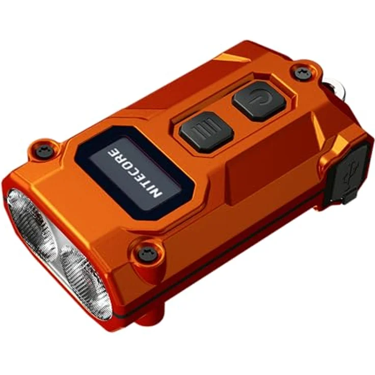 Nitecore Tini 3, kompakte Taschenlampe mit 600 Lumen, OLED-Display und USB-C, orange – Bild 1