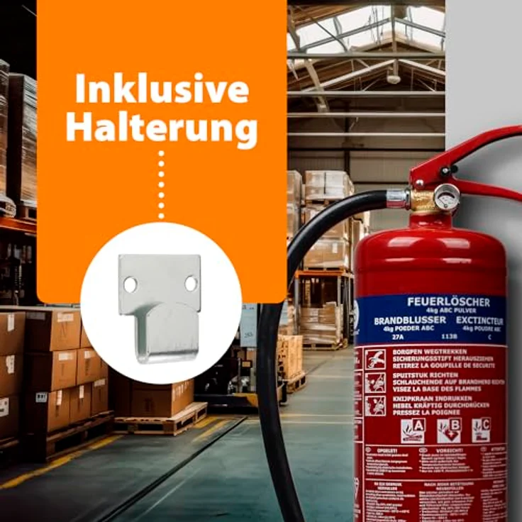 Smartwares Pulver Feuerlöscher Halterung 4kg Klasse ABC Stahl Pulverlöscher – Bild 7