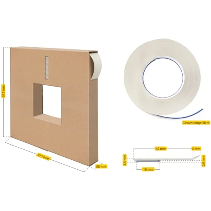 SCHELLENBERG PVC-Flachleiste, selbstklebend, 50 m, 3-5 cm Breite, weiße Verblendung für Fugen und Übergänge an Fenstern, Schränken oder Türen – Bild 6