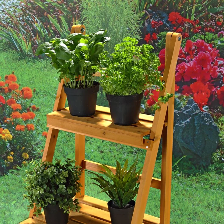 Blumentreppe Blumenregal Blumenständer Pflanzenampel Blumenhocker 3 Etagen – Bild 2