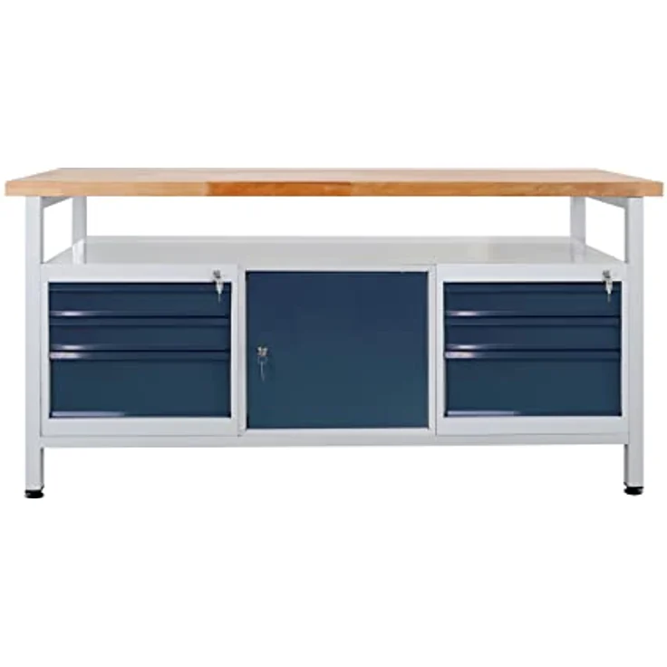 Werkbank / Werktisch 6 Schubladen, 1 Tür, 1 Fachboden, L1700xB600xH840mm – Bild 1