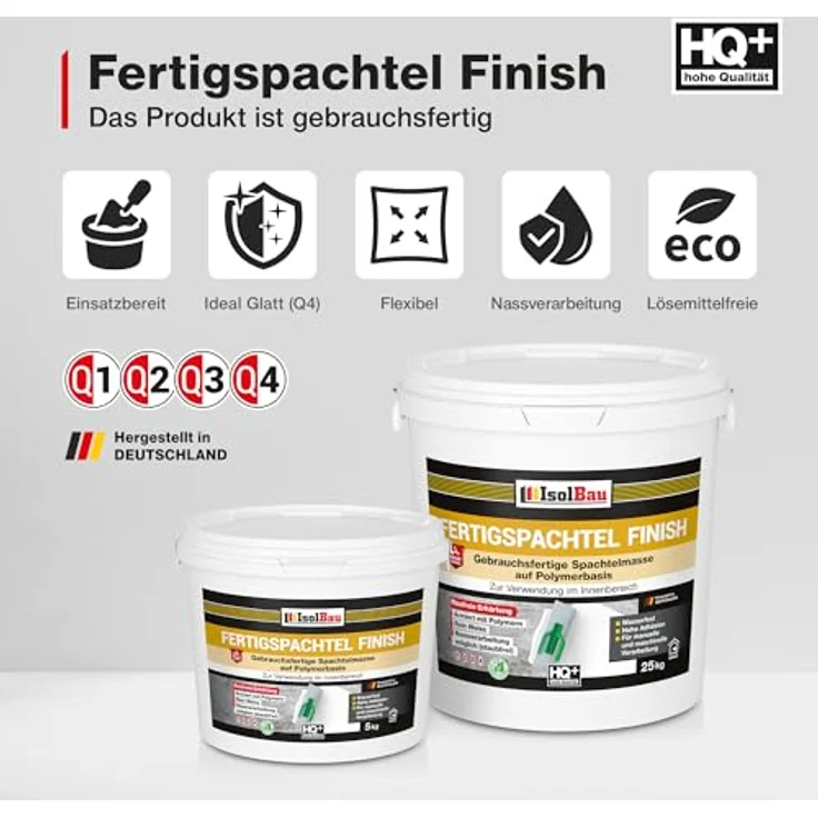 Spachtel masse 100 kg Fertigspachtel Finish Q1-Q4 Glätt Flächen Spachtelmasse – Bild 3