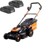 Yard Force LM C37B Akku Rasenmäher, 37 cm Schnittbreite, 20V 2.5Ah Dual-Batterie, 40L Grasbeutel, für 450 qm Schnittfläche