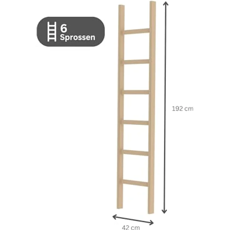PROREGAL Sprossen-Anlegeleiter Holz ohne Traverse | 6 Sprossen | Leiter, Teleskopleiter, Trittleiter, Bockleiter, Sprossen-Doppelleiter - Hochwertige Holzleiter für vielfältige Einsatzbereiche – Bild 2