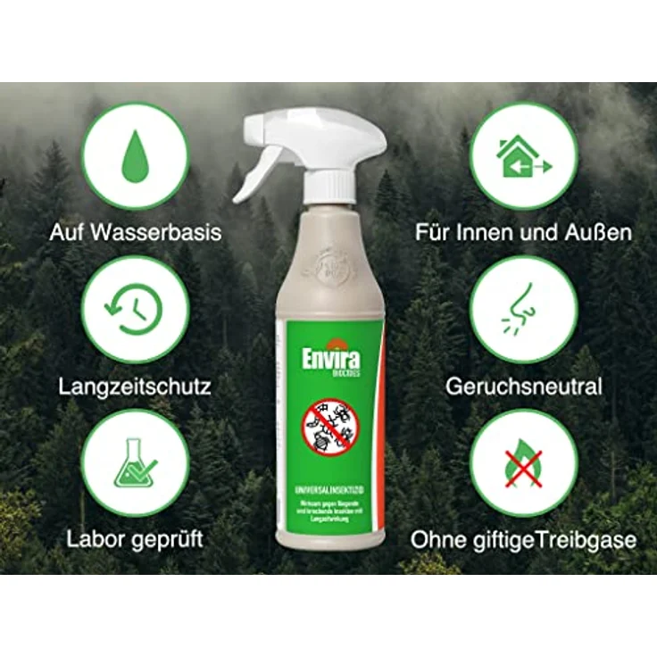 Envira Universal-Insektizid - Hochwirksames Insekten-Spray Mit Langzeitschutz - Auf Wasserbasis - 2 Liter + 2L Sprüher – Bild 2
