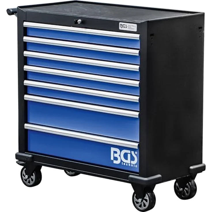 BGS TECHNIC Werkstattwagen XL 7 Schubladen, 301-teiliges Werkzeugset, pulverbeschichtet, extra breit, abschließbar, hochbelastbare Rollen – Bild 8