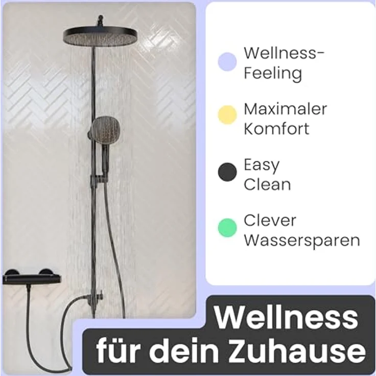 instmaier Duschsystem Cleo, große Regendusche mit iF Design Award 2025 Handbrause, 3 Strahlarten, wassersparende Nebel-Funktion – Bild 2