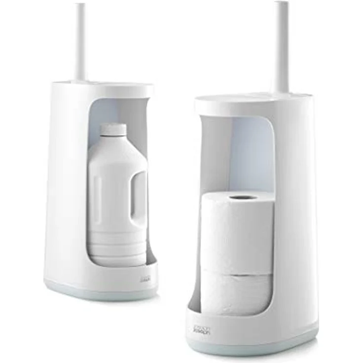 Joseph Joseph Flex Plus - Hygienische Silikon-Toilettenbürste mit extragroßem Aufbewahrungsbehälter, Anti-Tropf- und Anti-Verstopfungs-Kopf - Blau/Weiß, X-Large – Bild 4