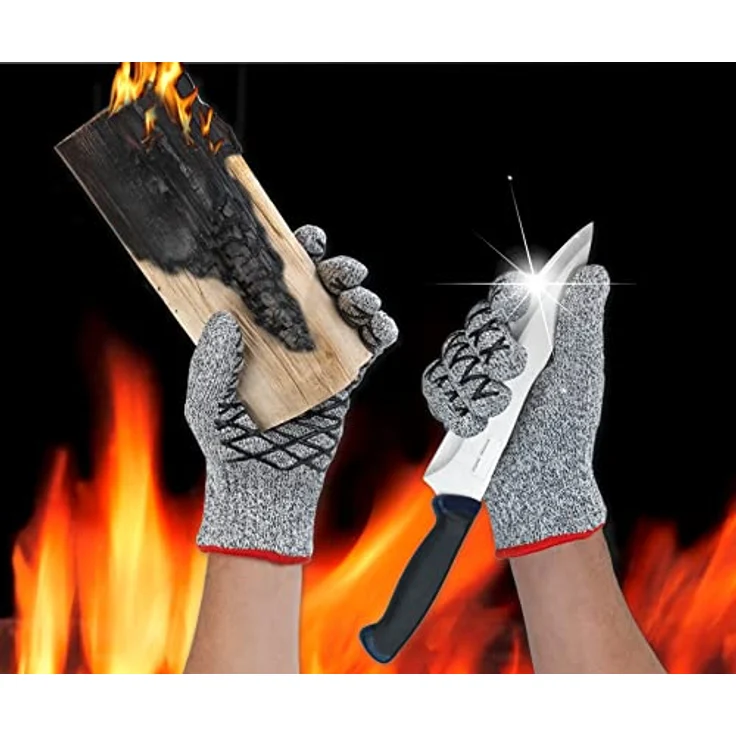 Maximex Grillhandschuhe 2in1, Hitze- & Schneideschutz für Damen, schwarz (Set, 2-tlg) – Bild 4