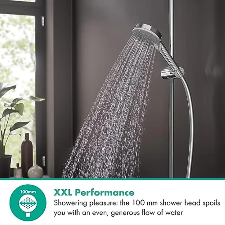 hansgrohe Vernis Blend Handbrause 26340000, Brausekopfgröße 100mm, Rain und IntenseRain Strahlarten, für Durchlauferhitzer geeignet – Bild 3