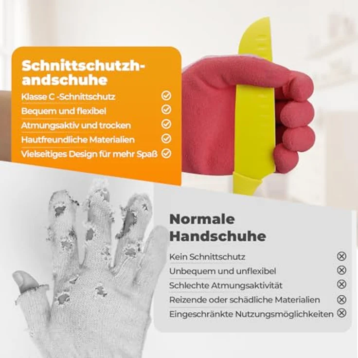 ASPRIA Schnittschutzhandschuhe für Kinder, EN 388 zertifiziert, Schnittfest, Atmungsaktiv, 2 Paar – Bild 2