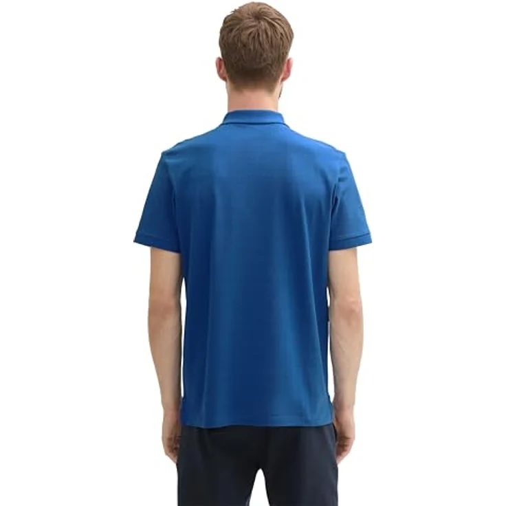 TOM TAILOR Poloshirt mit Knopfleiste und Logo, Baumwolle in Single Jerseystoff, dehnbar, blau – Bild 4