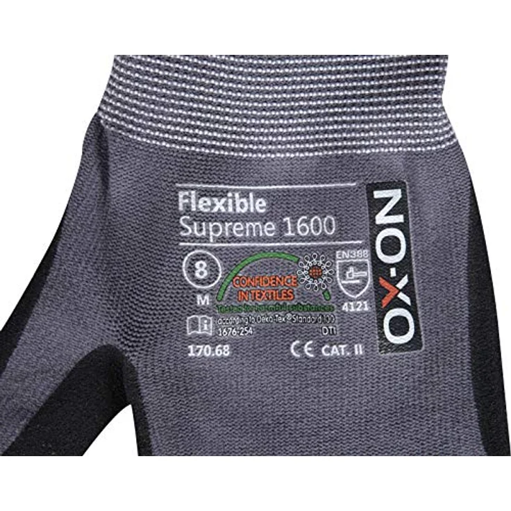 OX-On Flex170.69 Arbeitshandschuh G.9 1702204, Feinstrick mit gerauter Nitrilbeschichtung, Oeko-Tex-zertifiziert, schwarz – Bild 4
