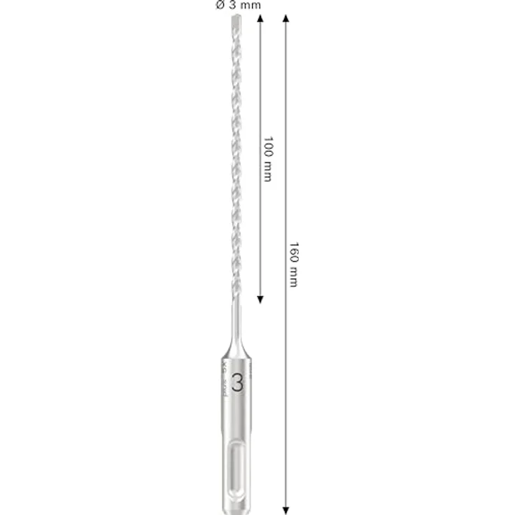 Bosch PRO SDS plus-5X Hammerbohrer, Ø 3,00 mm für Stahlbeton und Beton, hohe Lebensdauer, 3×100×160 mm – Bild 3