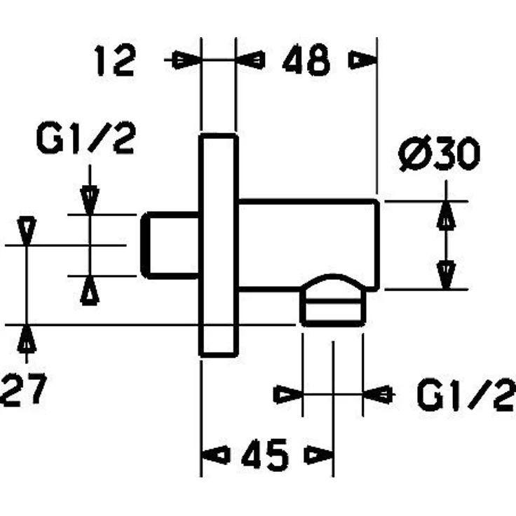 Hansa Wandanschlussbogen mit Rückflussverhinderer, Duschinstallation, verchromt, 51180170 – Bild 2