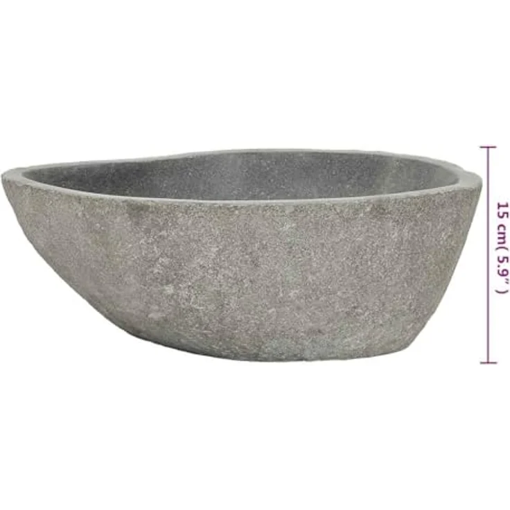 vidaXL Waschbecken Flussstein Oval 38-45 cm – Bild 6