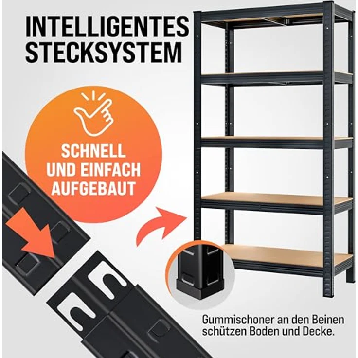 Monzana Schwerlastregal Kellerregal Steckregal Werkstattregal Lagerregal Regal – Bild 3