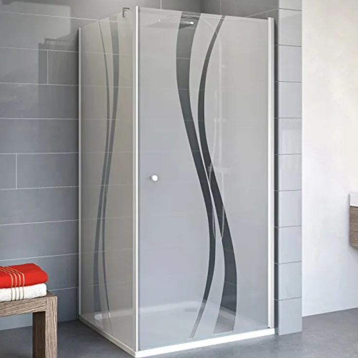 Schulte EP321506 01 970 Duschkabine Alexa Style 2.0 Drehtür Seitenwand, 90 x 90 cm, 192 cm, 5 mm Sicherheitsglas Dekor Liane beschichtet, alunatur
