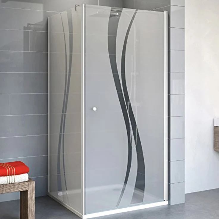 Schulte EP321506 01 970 Duschkabine Alexa Style 2.0 Drehtür Seitenwand, 90 x 90 cm, 192 cm, 5 mm Sicherheitsglas Dekor Liane beschichtet, alunatur – Bild 1