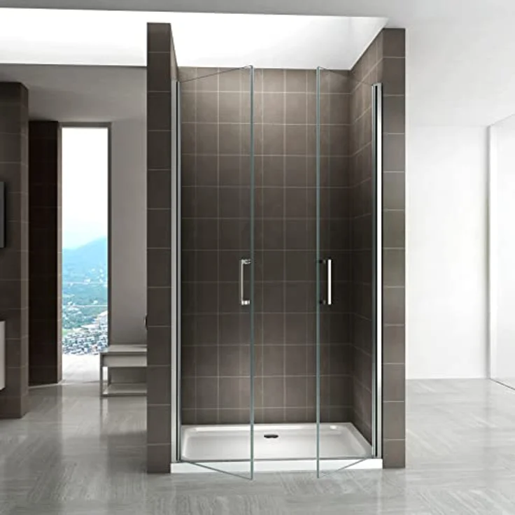 i-flair Duschtür 74-77 cm, 185 cm hoch, aus 6 mm transparentem Sicherheitsglas mit Edelstahlgriffen und magnetischer Dichtung – Bild 9
