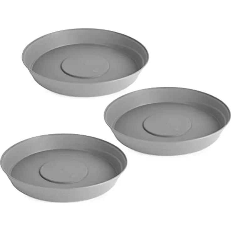 Garronda Blumentopf Untersetzer aus Kunststoff Untersetzer rund für Pflanzentopf Set GD-0023 (3 Stück Grau, ⌀ 16cm H 3cm)