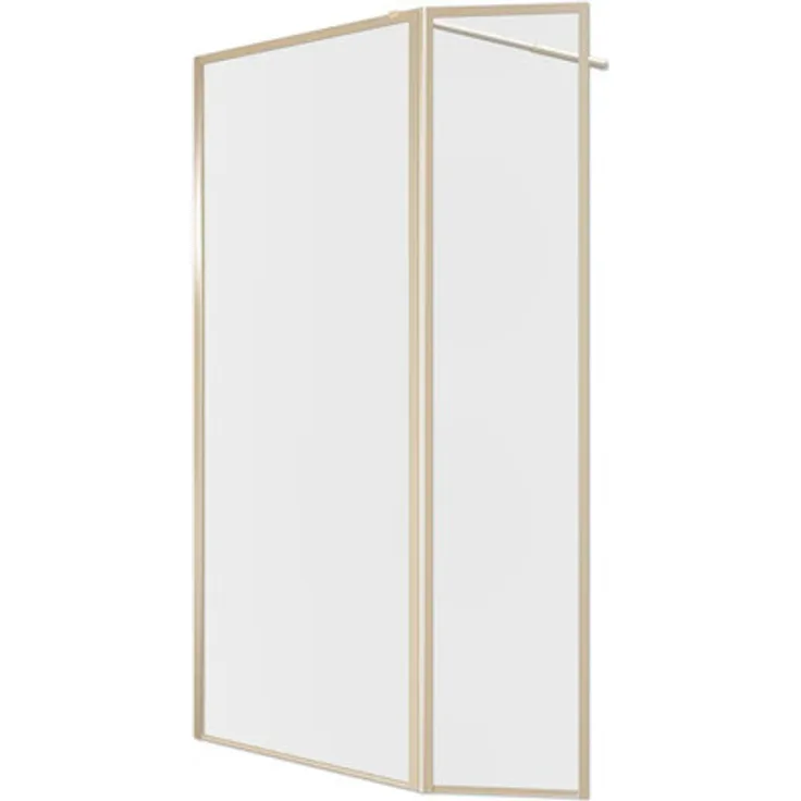 Aurlane FAC778, Walk-In Duschabtrennung mit 6mm ESG, Aluminiumprofile in gebürstetem Gold-Finish, 900 mm x 2000 mm