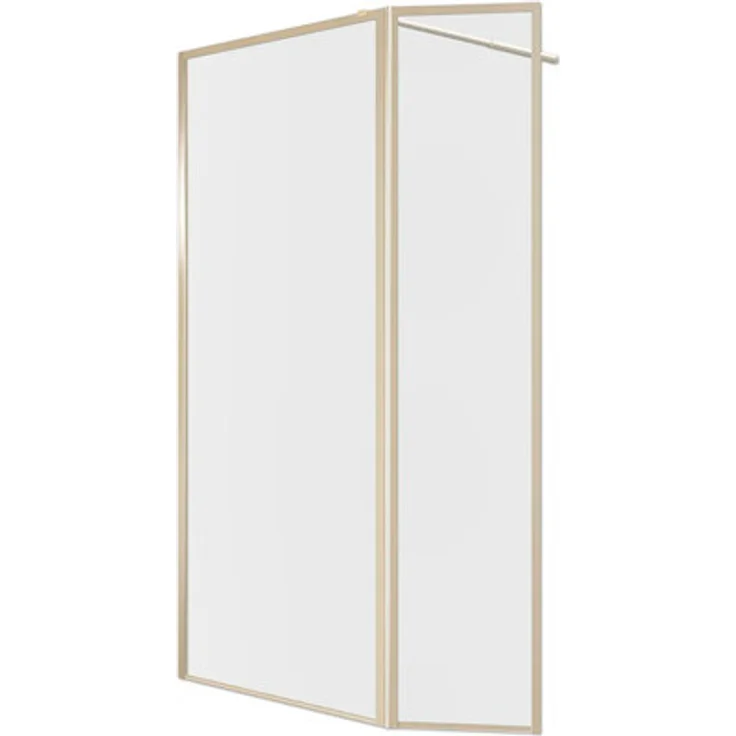 Aurlane FAC778, Walk-In Duschabtrennung mit 6mm ESG, Aluminiumprofile in gebürstetem Gold-Finish, 900 mm x 2000 mm