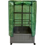 HTI-Living Hochbeet Nessa 60x60 cm mit Rankgitter und Folienabdeckung, robustem Kunststoff, transportabel, weiß