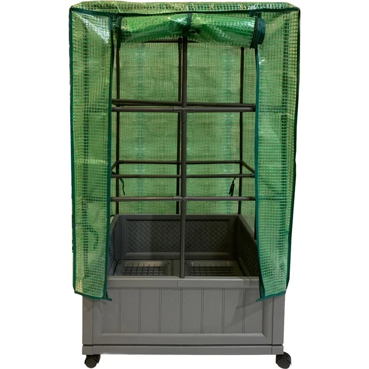 HTI-Living Hochbeet Nessa 60x60 cm mit Rankgitter und Folienabdeckung, robustem Kunststoff, transportabel, weiß