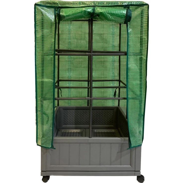 HTI-Living Hochbeet Nessa 60x60 cm mit Rankgitter und Folienabdeckung, robustem Kunststoff, transportabel, weiß