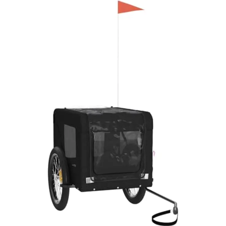 vidaXL Hunde-Transportbox Fahrradanhänger Schwarz Oxford-Gewebe & Eisen, robust, komfortabel, sicher – Bild 4