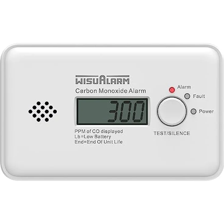 WISUALARM Kohlenmonoxid Melder, 10 Jahre CO Messgerät mit LCD Display, Test/Silence Taste, TÜV Zertifiziert nach EN 50291, hoher Alarmton über 85 dB – Bild 1