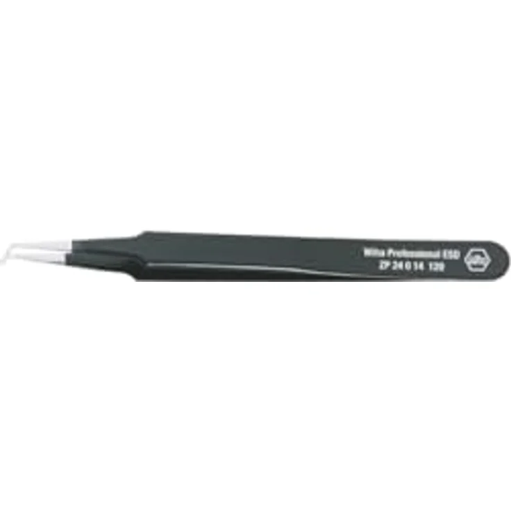Wiha SMD-Pinzette Professional esd Typ 12, 120 mm, antistatisch, rostfreier Edelstahl, gerade Spitze, schwarz beschichtet – Bild 2