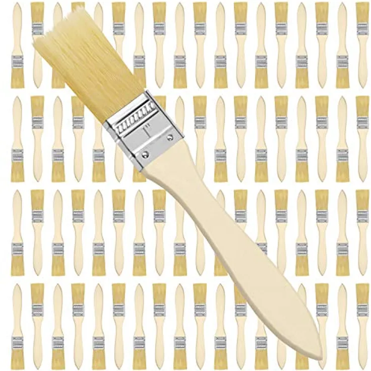 Kurtzy Pinselset (72 STK) - 2,54 cm Profi Malerpinsel mit Holzgriff, Pinsel Set für Farben, Lack, Beizen, Klebstoffe - Flachpinsel, Lasurpinsel, Lackpinsel für Malerbedarf, Streichen, DIY