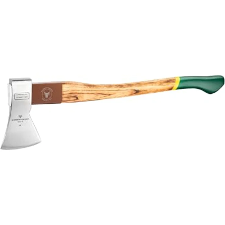 Ochsenkopf Limited-Edition-Forstaxt OX 620 H-1257-LTED, nummeriert auf 1.000 Stück, handgefertigt in Deutschland, Hickory-Stiel, Kuhfuß in Moosgrün und Signalgelb, in hochwertiger Holzkiste, Sammlerstück – Bild 3