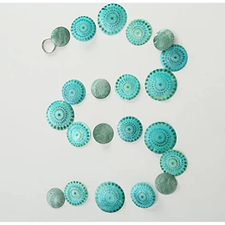 BOLTZE GRUPPE GmbH Capiz Decorative Garland Mobile Shell Wind Chime Muschelgirlande Dekoperlmutt 2 Designs Price/Blue/Green – Bild 4