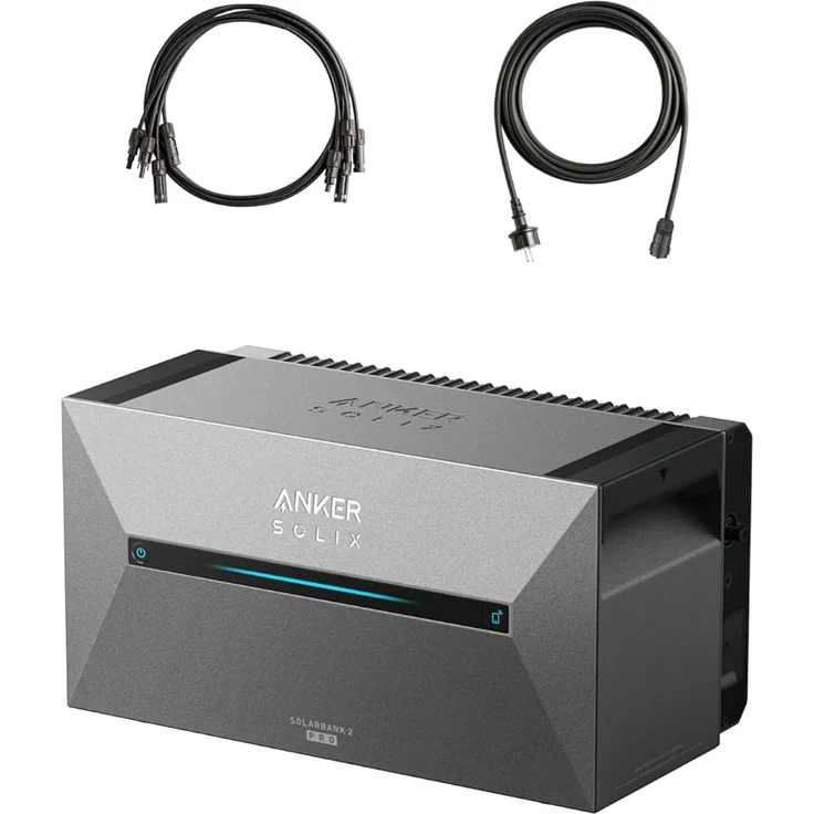 Anker SOLIX Solarbank 2 E1600 Pro, All-in-One Stromspeicher mit Mikroinverter, 1,6kWh, 4 MPPT 2400W Solareingang, 1000W AC, 6000 Ladezyklen, 9,6kWh Kapazität, Plug&Play – Bild 1